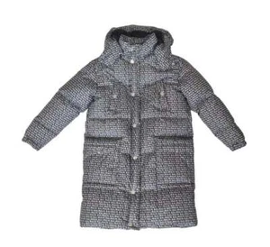 BALMAIN lange übergroße Daunenjacke 12 Jahre 6R2Q80 schwarzer Allover-Print - Picture 1 of 1