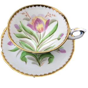 Vintage Tuscan Bone China Teacup & Saucer Hand Painted Flower Signed EUC - Bild 1 von 5