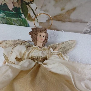 vintage Christmas tree angel ornament gold dresses Christmas decorations 9" - Picture 1 of 10