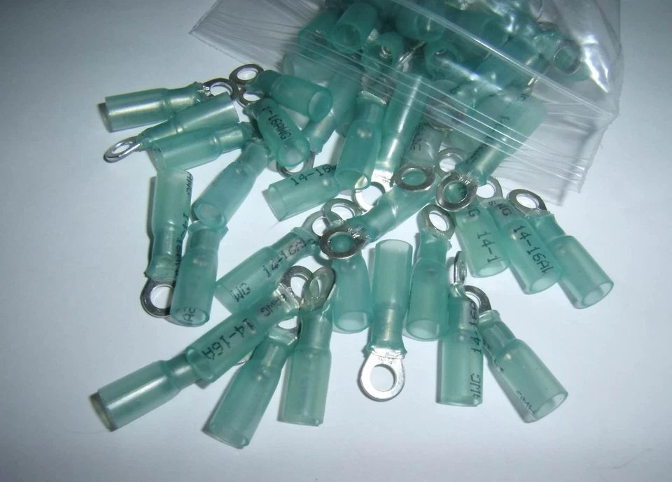 (25) Heat Shrink Ring Terminal Connector 16-14 Gauge Ga AWG Car Audio Marine #10 - Image 1 of 1