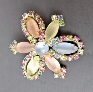 Vintage Frosted Marquise Jelly Belly Multi Color Rhinestone Julianna Brooch Pin - Picture 1 of 6