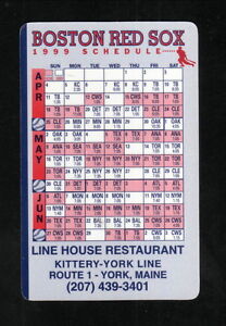 Boston Red Sox--1999 Pocket Schedule--Line House Restaurant