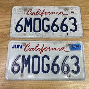 California State License Plate Pair Tags Auto Decor Craft Expired 6/14 6M0G663 - Picture 1 of 9