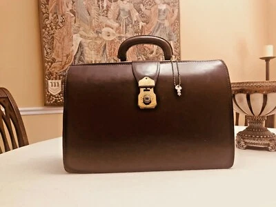 DOLPHIN  Brown Leather Lawyer / Doctor / Scholar Briefcase - Made In ENGLAND - Image 1 of 4