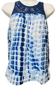 NO BOUNDARIES JUNIOR HÄKELTRÄGER-TANKTOP BLAU TIE-DYE XS (1) NEU OHNE ETIKETT [C] - Bild 1 von 2