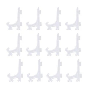 12Pcs 3 Inch Plastic Easels or Plate Holders Display Dinner Plate (Transparent) - Picture 1 of 8