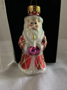 Glass Santa Claus Christmas Ornament Hand Crafted Box 3” - Picture 1 of 11