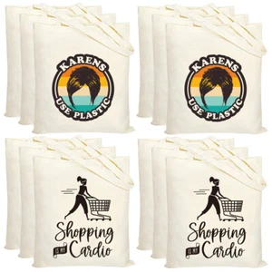 12 PACK Canvas Tote Bags Bulk Shopping Bag Reusable Grocery Bag Lot Wholesale - Picture 1 of 12