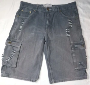 Fusai Distressed Herren Grau Denim Utilitarian Cargo Shorts Gr. 38 Top Co  - Bild 1 von 12