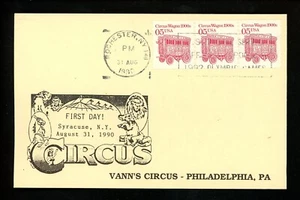 US FDC #2452 Vann's Circus / LGS Card 1990 Rochester NY Wagon 1st Unofficial - Picture 1 of 2