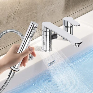 Wannenrandarmatur chrom 3-Loch Badewannenmischer Mischbatterie Badezimmer - Bild 1 von 19