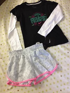  Girls Nike 2 pc Set $34New T-shirt Black& Short White Size 6X Lot - Picture 1 of 7