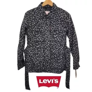 LEVI'S Womens Black & Grey Leopard Midweight Cotton Jacket - XS - Picture 1 of 16