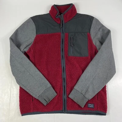 American Eagle Jacket Mens Medium Red Deep Pile Fleece Full Zip Hiking Outdoors - Image 1 of 4
