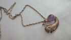 Sterling Whale Pendant W, Natural Amethyst ,Chain 24" Pendnat  1"