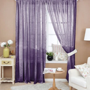 NEW Solid Color Door Window Curtain Gauze Curtain for Bedroom (Dark Purple) - Picture 1 of 6
