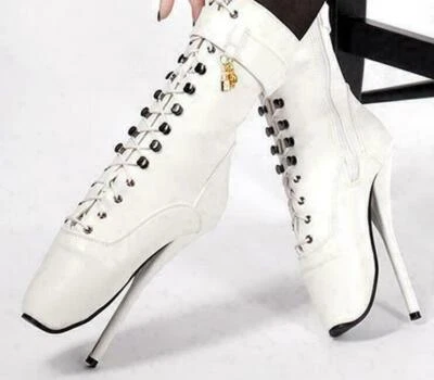 Mujer Ballet Tacones Altos Con Cordones Charol Bota 18cm Tacón Tacones de aguja Zapatos Foto 1 de 4