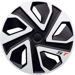 FOR VOLKSWAGEN GOLF 15" INCH WHEEL TRIMS HUB CAPS SILVER & BLACK STR 4PC - Picture 1 of 4