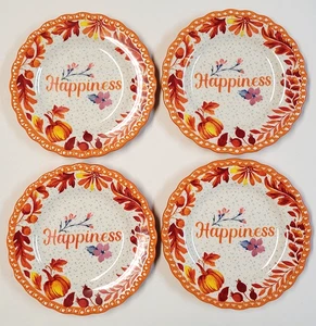 4 Pioneer Woman 6” Appetizer Woodland Whimsy Plates Happiness Fall Harvest Leave - Picture 1 of 13