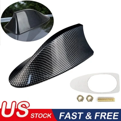 Universal Shark Fin Roof Antenna Car AUTO Aerial FM/AM Radio Signal Carbon Fiber - Image 1 of 4
