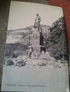 Postkarte Karlsbad Kaiser Franz Josef Denkmal K.u.K. s/w Östereich/Ungarn Fey DS - Bild 1 von 2