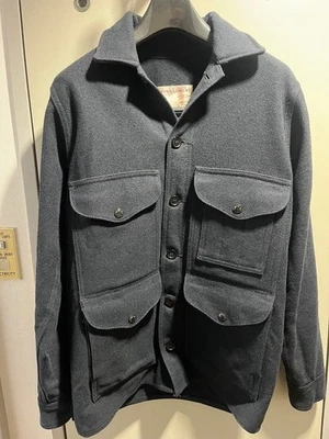 Filson Mackinaw Cruiser Jacket Coat Wool Dark Navy Mens Size 34 Used Made in USA - Image 1 of 4