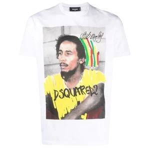 Dsquared2 Cool Fit Bob Marley Logo White T-Shirt - Bild 1 von 2