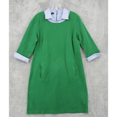 Vestido Talbots Mujer Mediano Preppy Oficina Carrera Kelly Verde Rayas Borde Cremallera Foto 1 de 4