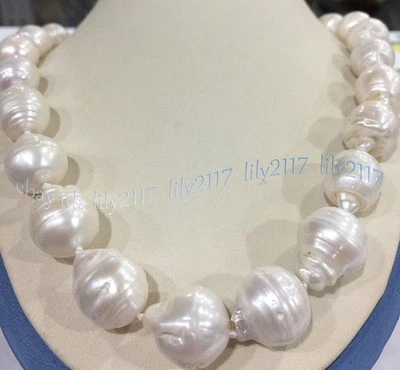 RARO ENORME COLLAR DE PERLAS KESHI BARROCAS BLANCO MAR DEL SUR 15x20MM 14-36" Foto 1 de 4