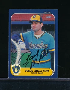 1986 Fleer #495 Paul Molitor autografo firmato vintage sig (anni 80) ASC bxcp59 - Foto 1 di 2