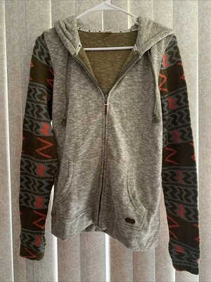 Sudadera con Capucha Roxy Verde Cremallera Cordón Mujer Bolsillos Codera Nativa Talla M Foto 1 de 4