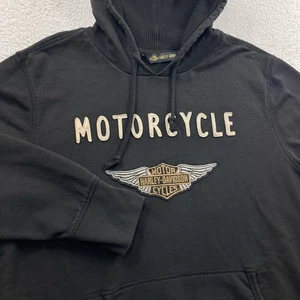 Harley Davidson Hoodie Herren Slim XL Schwarz Pullover Thermo Sweatshirt Biker Moto - Bild 1 von 7