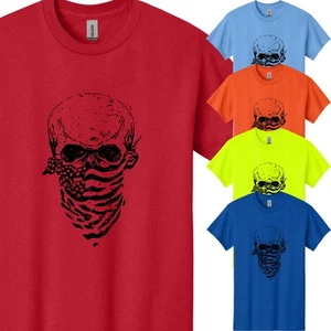 Men's American Distressed Flag Skull T-Shirt USA Patriotic Novelty New Gift Tee - Foto 1 di 27