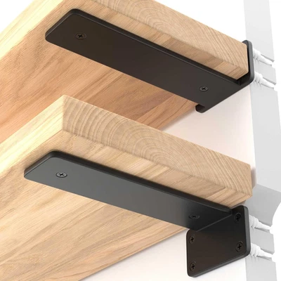 6 Inch Heavy Duty Floating Shelf Bracket, 4 Pack Rustic Industrial Hidden Metal - Image 1 of 4