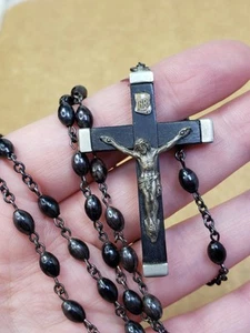 Antique Sterling Silver Beads & Chain Rosary Catholic 28g 16" - Picture 1 of 11