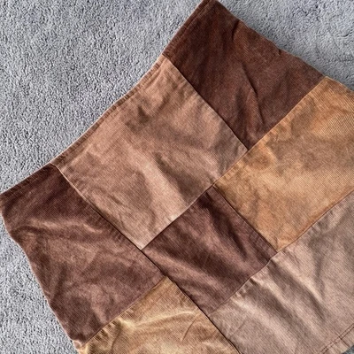 Falda Hollister Mujer Pequeña Marrón Pana Patchwork Ultra Alto Tiro Mini Foto 1 de 4