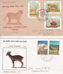 Nepal FDCs 1975-1999 4 DIFFERENT BIRD BUTTERFLY ANIMALS WITH ADDRESS - Picture 1 of 6