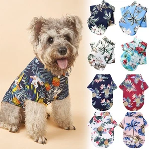 Hawaiian Pet Dog T Shirts Cat Dog Puppy Summer Beach Clothes Vest Blouse Apparel - Picture 1 of 15