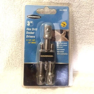 WARRIOR #68513 3-pc. HEX DRILL SOCKET DRIVERS SETINCLUDES: 1/4”, 3/8” & 1/2” - Picture 1 of 2