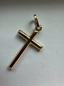 REAL 18K GOLD Small Cross Pendant ONLY - Picture 1 of 3