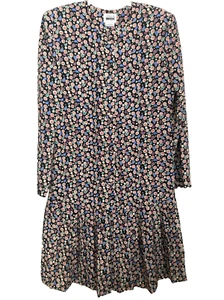Vintage Leslie Fay 80er Kleid Midi Grunge Blumen Paisley Punkte Plissee 6 - Bild 1 von 11