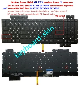 New For ASUS ROG Strix GL703GS GL703GM series laptop keyboard Color US backlit - Picture 1 of 5