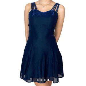 Vintage 90s Exclusively Gantos Blue Shimmer Cocktail Party Mini Dress Size Small - Picture 1 of 12