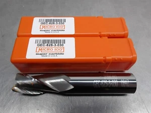 2 NEW! Micro100 5/8" Carbide Endmill 3FL .030R GEC-625-3-030 - Bild 1 von 2