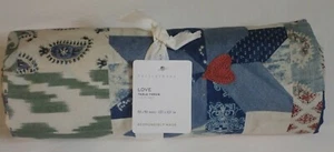 NWT POTTERY BARN ELISE LOVE EMBROIDERED 100% COTTON TABLE THROW 50" x 50" - Picture 1 of 7