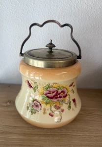 KEKSDOSE, ANTIKES FASS KERAMIK, FLORALES DESIGN MIT SCHWENKBAREM GRIFF - Bild 1 von 7