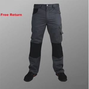 Mens Combat Cargo Work Trousers Chinos Knee Pad Pockets UK Summer Workers Pants - Picture 1 of 6