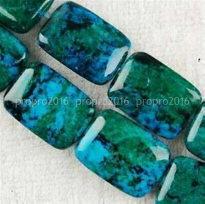 Azurite Chrysocolla 10x14mm Flat Rectangle Gemstones Loose Beads 15'' Strand - Picture 1 of 6