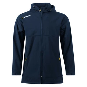 Diadora Stadio SoftShell Mens Full Zip Hoodie Soccer Jacket Coat Navy $110 NEW L - Picture 1 of 4