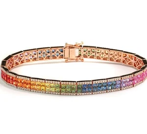 Regenbogen Saphir-Brillant-Armband 11,99 ct 750-Gold Wert 21.000 € Rainbow NEU - Bild 1 von 7